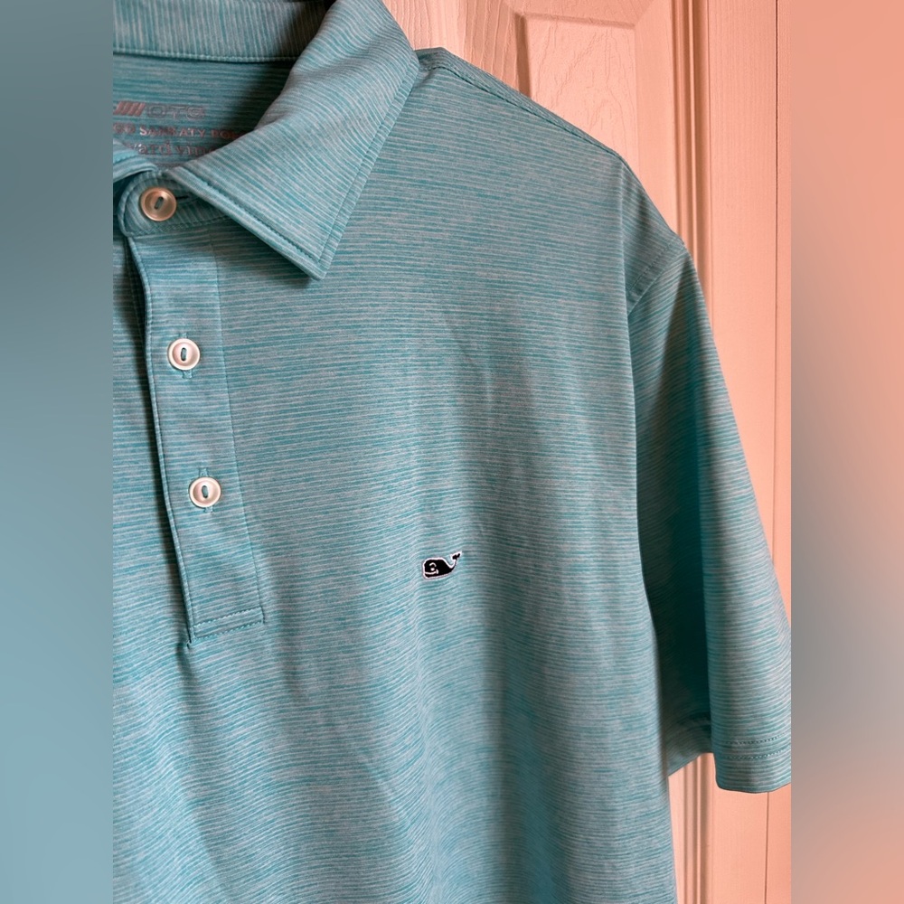 SOLD Men’s Vineyard Vines on the go sankaty polo striped teal - Picture 2 of 5